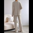 thumbnail image 4 of Conjunto de Pijama de Dos Piezas de Punto Acanalado para Mujer: Suéter de Larga y Pantalón . Albaricoque M, 4 of 8