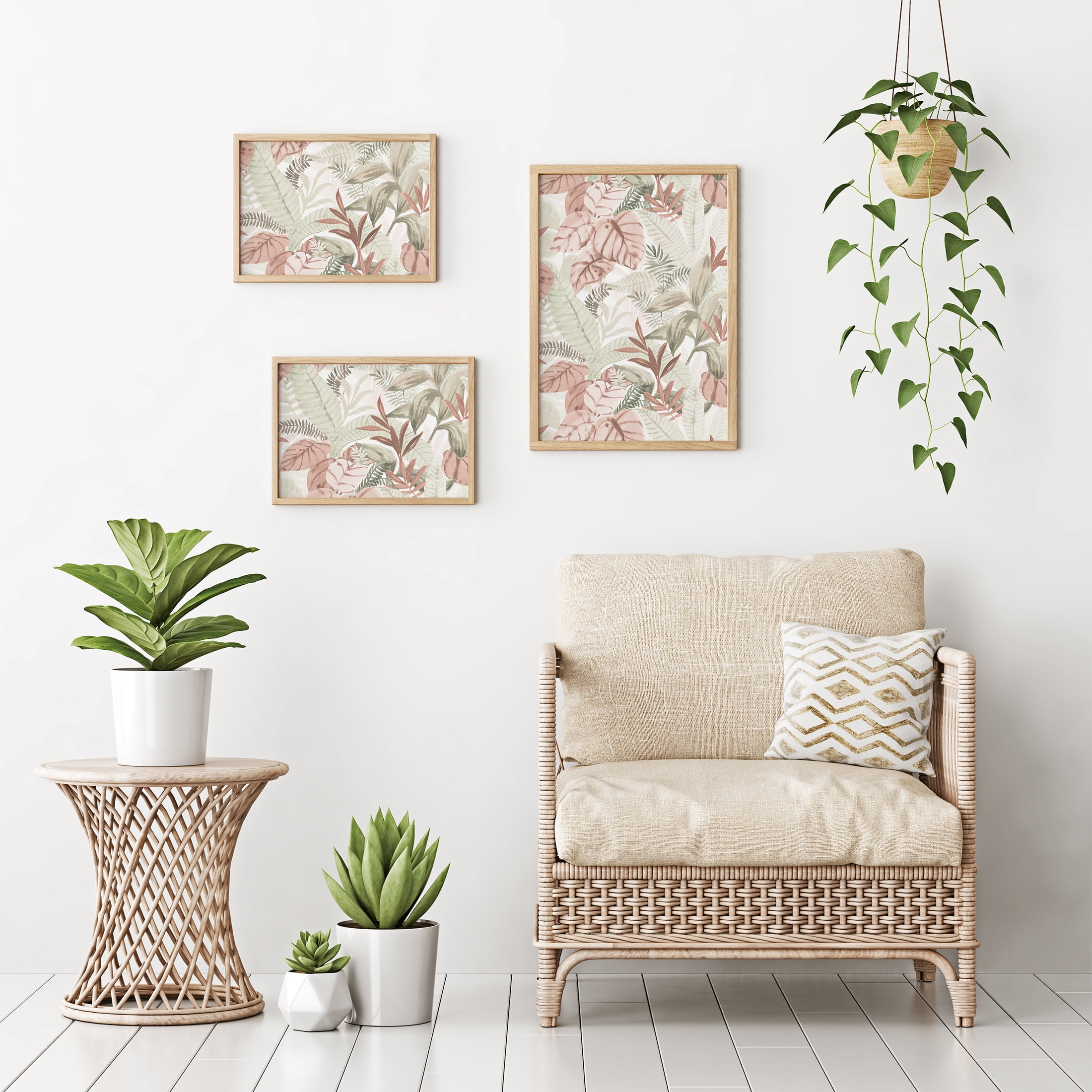 (2 pack) Mainstays Pink Tropical Palm, Peel and Stick Wallpaper 13.35 Sq. Ft.