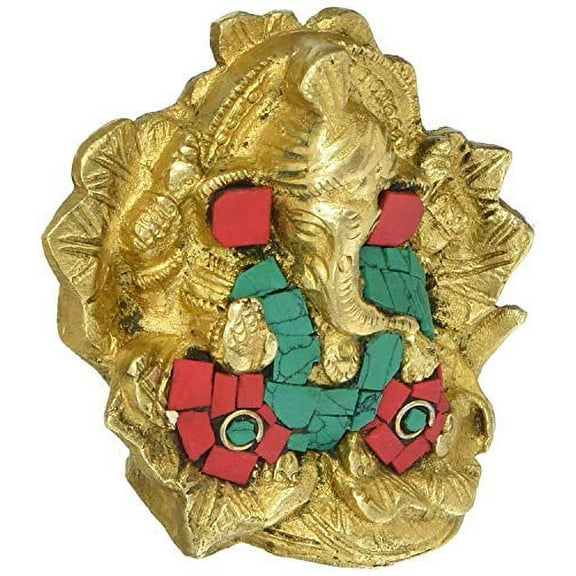 Exotic India Lord Ganesha with Inlay - Brass