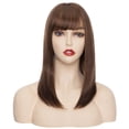 thumbnail image 1 of SEGO Long Bob Wig with Hair Bangs Synthetic Full Hair Wig Heat Resistant Short Straight Black Wig for Women, 1 of 6