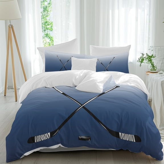 Duvet Cover Twin Size 3 Piece Bedding Set, Gradient Navy Blue Minimalist Soft Breathable Comforter Cover with 2 Pillow Shams, Golf Clubs Funny Sport Luxury Duvet Covers with Zipper Closure