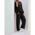 thumbnail image 6 of Cueply Lounge Sets for Women 2 Piece Outfits Sweatsuits Set Long Sleeve Wide Leg Pants with Pockets, 6 of 8