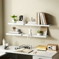 thumbnail image 7 of 16.5 in Solid Wood Floating Shelves Wall Mounted Shelves, White Wash Color, Set of 2, 7 of 7