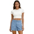 thumbnail image 4 of DORKASM Shorts for Women Bermuda Trendy Casual Summer High Waisted Wide Leg Shorts Ribbed Elastic Waist Comfy Beach Linen Shorts with Pockets Royal Blue XL, 4 of 6