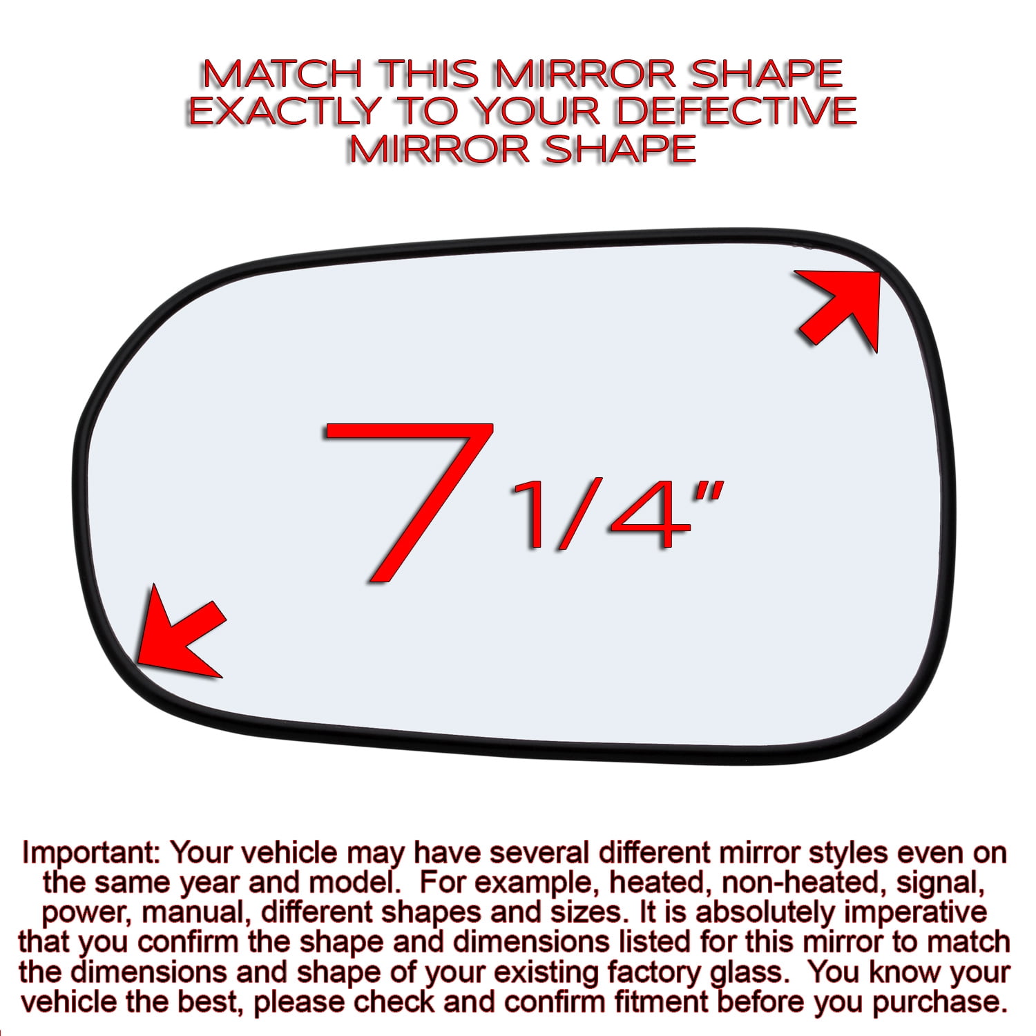 Rugged TUFF Driver Side Mirror Replacement Glass for 1998-2002 Honda Accord Sedan (Non-Heated)