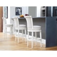 thumbnail image 6 of Home Square 2 Piece Upholstered Wood Bar Height Swivel Barstool Set in White, 6 of 6