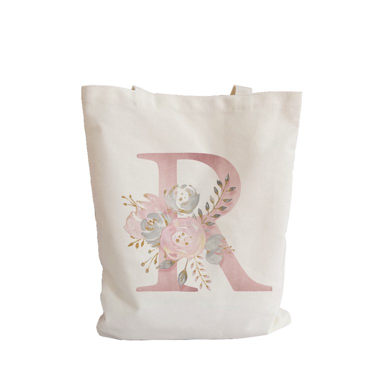 Canvas tote bag flower print, Simple Floral canvas tote bag with