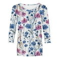 thumbnail image 4 of BangWanChi 3/4 Length Sleeve Womens Tops Women 3/4Sleeves Casual Shirts Pullover Loose Tunic Tops Print Blouse, 4 of 5