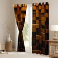 thumbnail image 3 of Feelyou Pixelated Blocks Miners Blackout Curtains Set of 2 (52x84 Each), Brown Grid Patchwork Window Curtains, Modern Video Gamepad Curtains and Drapes, Blackout Curtains Room Decor, 3 of 6