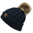 thumbnail image 2 of Womens Thick Knit Faux Fuzzy Fur Pom Fleece Lined Beanie, 2 of 2