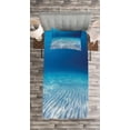 thumbnail image 3 of Ambesonne Ocean Quilted Bedspread Set 2 Pcs, Clear Water and Waves, Twin Size, Navy Beige, 3 of 3
