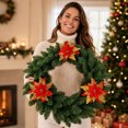 thumbnail image 2 of Aurorax Christmas Decorations Outdoor,Artificial Christmas Wreath Realistic Waterproof Pre-Assembled Winter Decorations for Home, 2 of 7