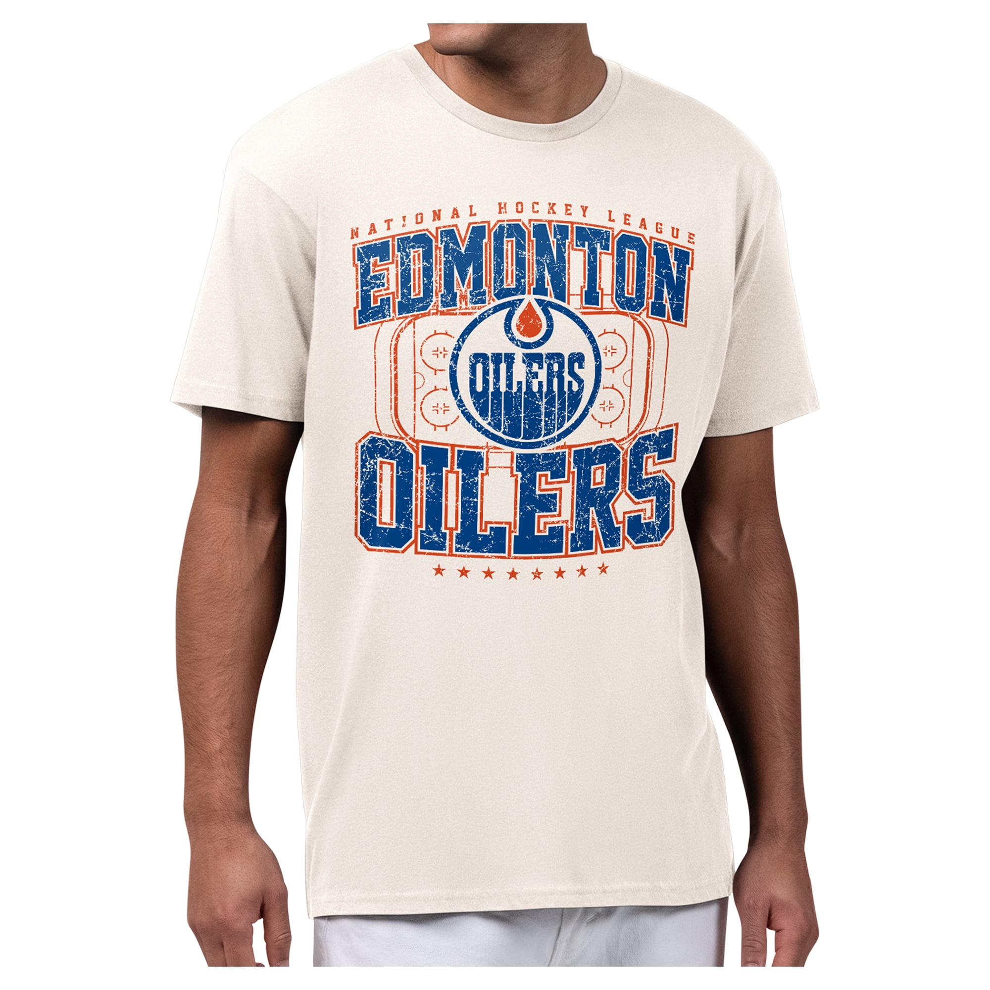 Men's Starter Cream Edmonton Oilers Distressed Rink T-Shirt