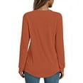 thumbnail image 3 of MOSHU V-neck T Shirts for Women Casual Long Sleeve Tunic Tops Curve Hem Fall Button Shirts, 3 of 8