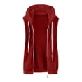 thumbnail image 4 of Fall Jackets Women Polar Hooded Vest Solid Sleeveless Drawstring Waistcoat Lightweight Jacket, 4 of 5