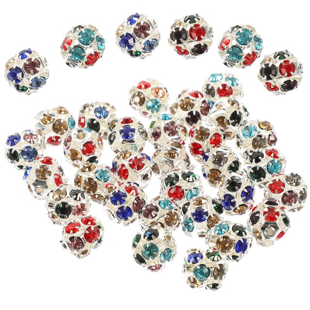 Miangastore 90pcs Diy Jewelry Making Beads Spacer Beads Loose Beads Inlaid with Rhinestone