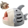 thumbnail image 1 of Nido para mascotas con forma de tiburón, linda casa para perros y gatos, cálida, suave, cómoda, semicerrada, con cojín grueso para las cuatro estaciones, 1 of 7