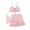 Pink, variant on Uaswgudfs Women's Two-Piece Swimsuit Set with Ruffled Bikini Top and Matching Skirted Bottoms - Adjustable Knot Front and Layered Frills Black L
