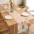 thumbnail image 3 of Table Runner 120 Inches Long for Kitchen Dining, Spring Easter Dresser Scarf Farmhouse, Dining Table Decorations for Wedding/Parties, Bunny Colorful Eggs Floral Beige 13 x 120 In, 3 of 8