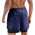 thumbnail image 2 of Gym Shorts Men Summer Casual Elastic Waist Double Layer Breathable Athletic Workout Running Shorts with Pockets, 2 of 4