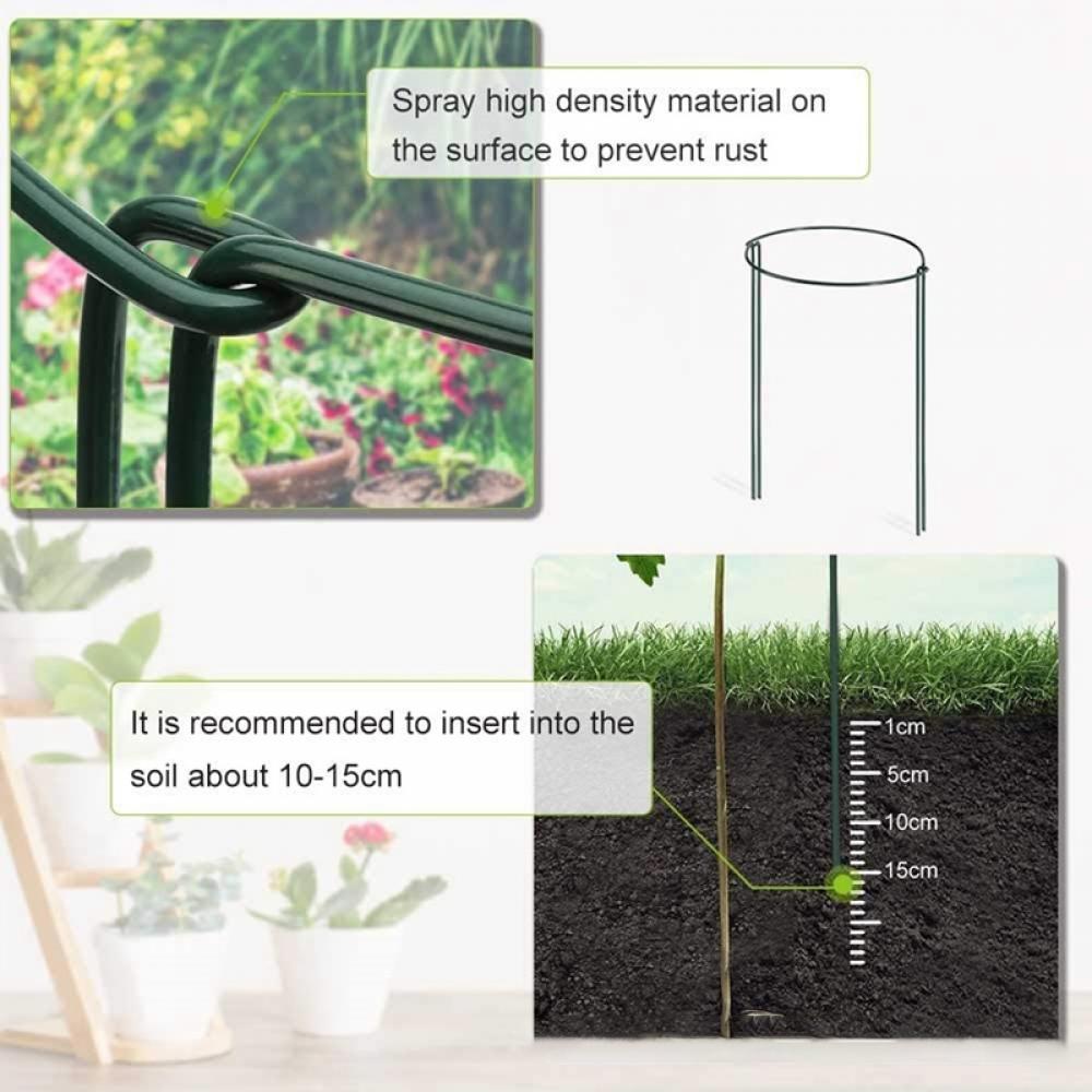 10Pcs Plant Support Stake,Metal Garden Plant Stake, 8.3x 13.8 inch,Green Semi-Circular Plant Support Round,Suitable For Potted Plants,Tomato Plant Cage - image 4 of 6