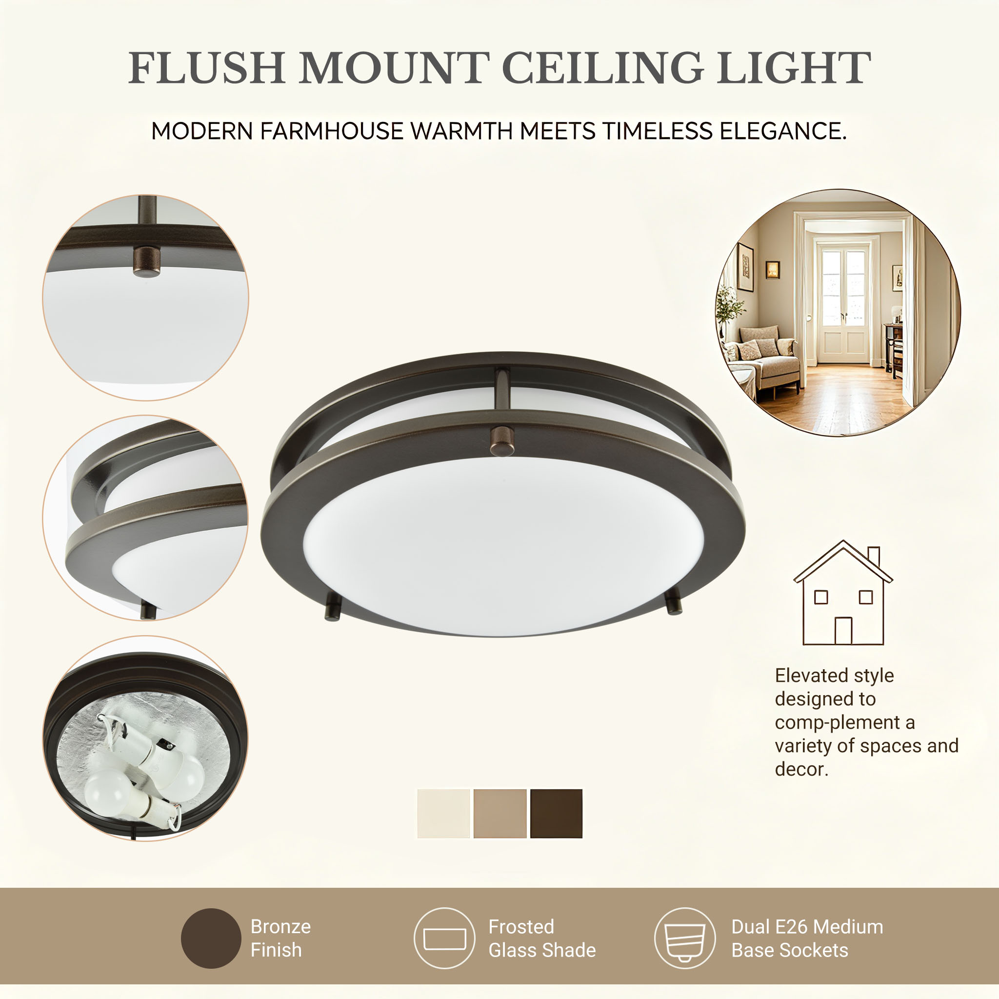 Better Homes & Gardens 12 in Bronze Flush Mount Ceiling Light photo 5