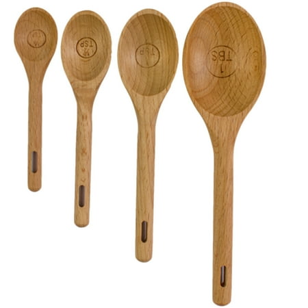 

BESTONZON 4pcs Bakery Tools Scoop Kitchen Measuring Spoon Set Beech Teaspoon Cooking Measuring Cups for Measuring Coffee