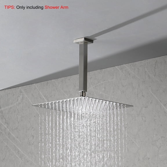 Ceiling Mounted Shower Arm with Flange 1/2 NPT Tapered Threads 10.5x3x3 Inch Rain Shower Head Extension Arm