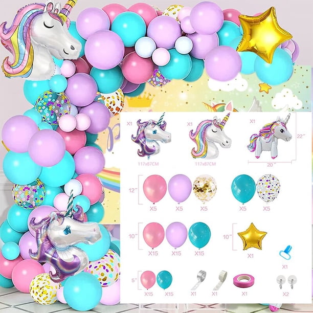 Decoraciones de cumpleaños de unicornio, decoración de fiesta temática de unicornio, globos, Kit de arco de guirnalda para Baby Show, suministros de fiesta de boda