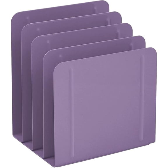 Acrimet 4-Section Vertical Metal File Sorter, Desktop File Organizer for Papers, Folders & Documents, Space-Saving Office Organizer, Purple