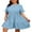 Blue, variant on Cuteduck Womens Plus Size Dresses Short Sleeve Ruffle Hem Tiered Textures Babydoll Dress 0X-4X