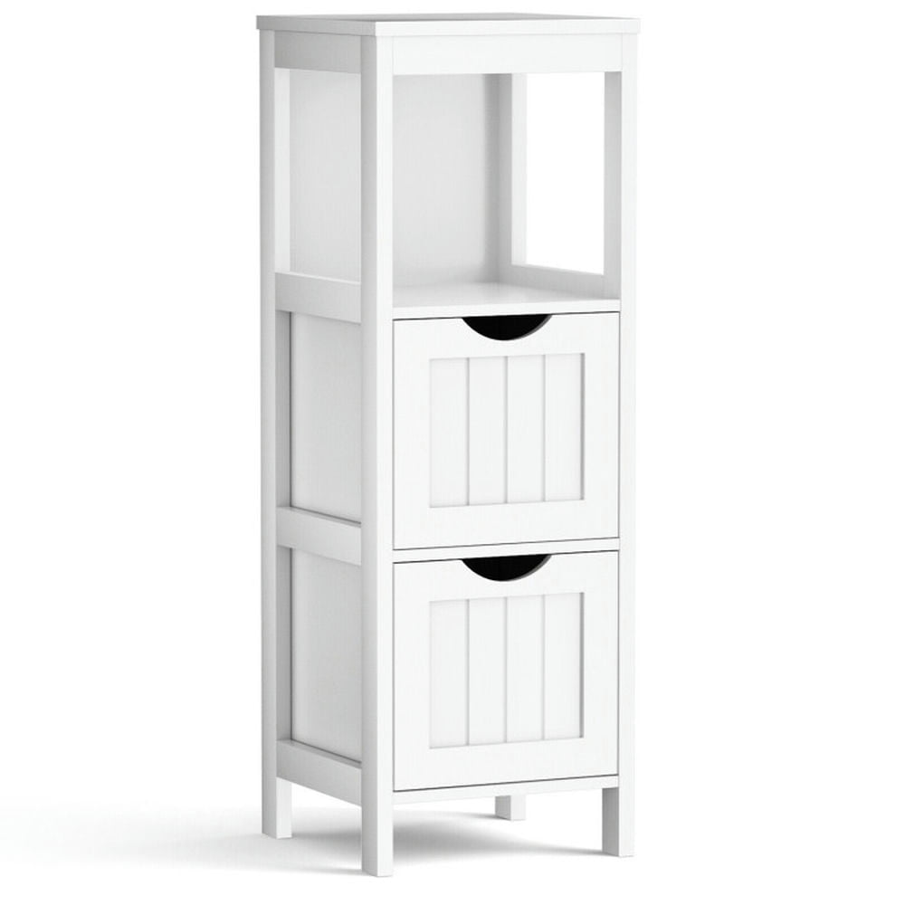 Finihen Storage Cabinet, Floor Cabinet, Floor Multifunction Bathroom Storage Organizer Rack with 2 Drawers, for Bathroom, Living Room, Bedroom, Kitchen, White