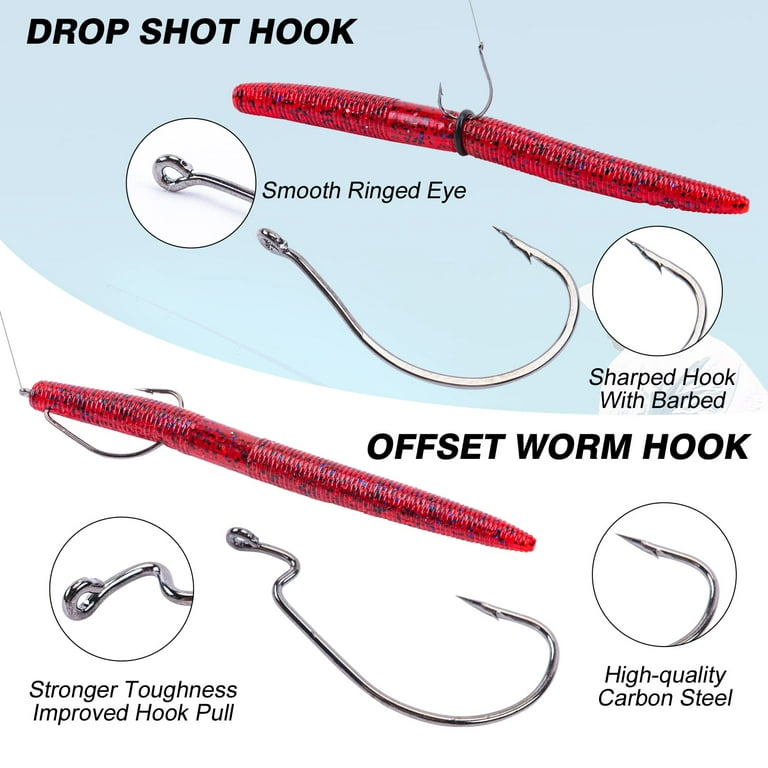 Goture Wacky Worm Fishing Lure Kit, Bass Fishing Wacky Rig Kit, Wacky Rig  Tool Kit with Soft Plastics Lures, Wacky Rig Tool, O-Rings, Worm Hooks,  Drop