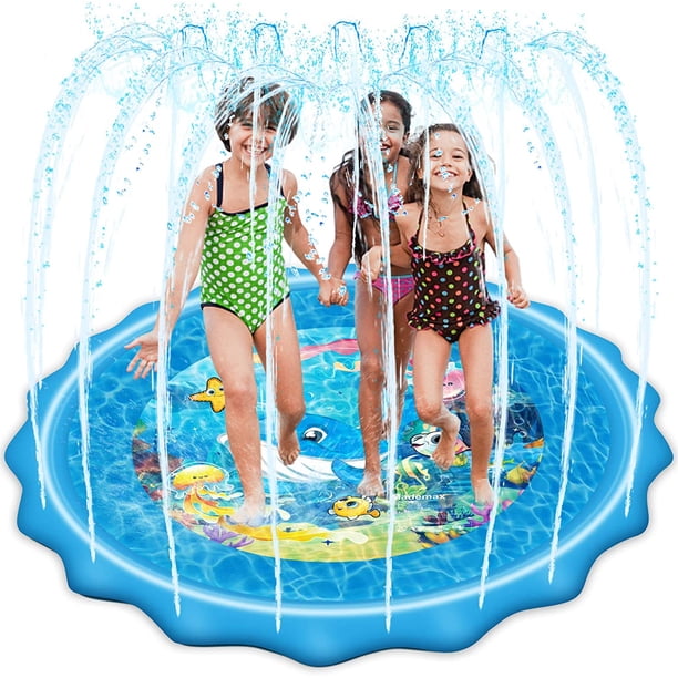 Almohadilla contra salpicaduras mejorada de 79 ", aspersor y alfombra de juego contra salpicaduras, almohadilla inflable para aspersores de verano al aire libre, juguetes de agua divertidos para