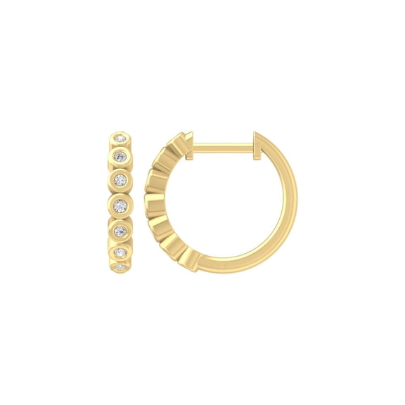 ARAIYA FINE JEWELRY 14K Yellow Gold Round Diamond Hoop Earrings (1/10 cttw, I2-I3 Clarity, I-J Color)