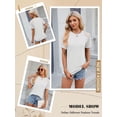 thumbnail image 7 of NFTOEIULA Women Classic Elegance Lace Shoulder Sophisticated Short Sleeve Top, 7 of 7