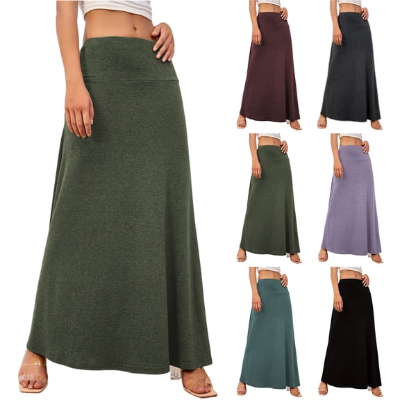 Women's Knitted Midi Skirt, Solid Color High Waist Bodycon Pencil Skirt, Elegant Office Skirt for Work, Fall Outfits and Daily Wear,Army Green,L