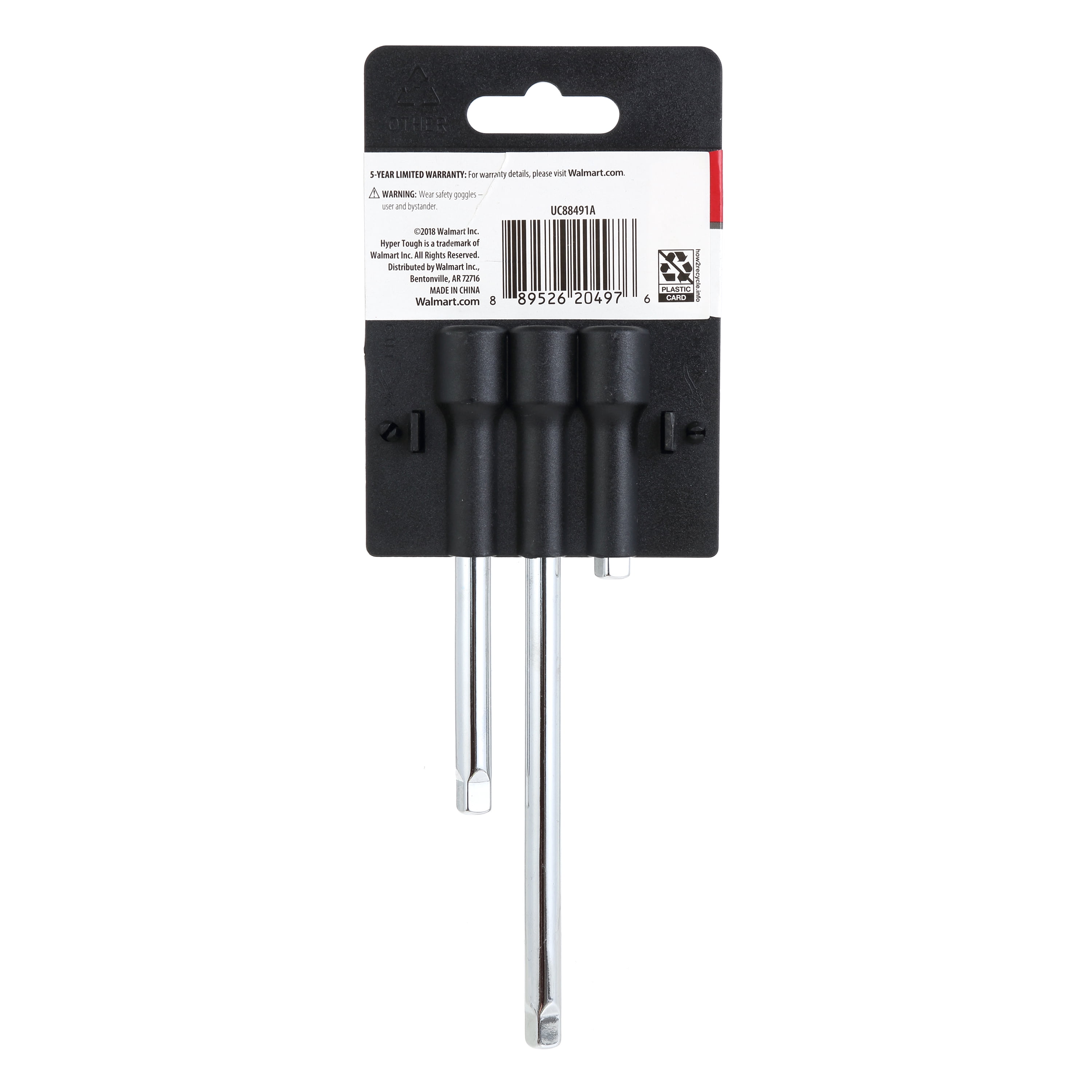 Hyper Tough 3 Piece 1/4 inch Drive Extension Bar Set UC88491A
