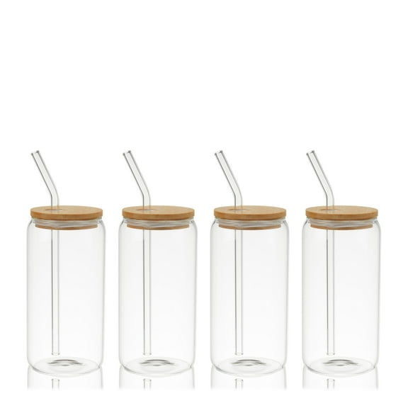 True Everyday Glass Cups for Cocktails, Iced Coffee, Beer, Juice, Set of 4
