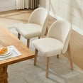 thumbnail image 5 of ONEVOG Upholstered Dining Chairs Set of 2, Wooden Dining Chairs, Linen Fabric Kitchen Chair with Curved Back, Brushed Brown Wood Legs, Beige, 5 of 9