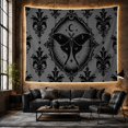 thumbnail image 6 of Moth Depicted Medium with Wings Include Crescent Moon, Spooky Gothic for Gothic Decor Fans, Dark Art Decor, Halloween Gift, Tapestry Wall Hanging for Bedroom and Dorm, 6 of 7
