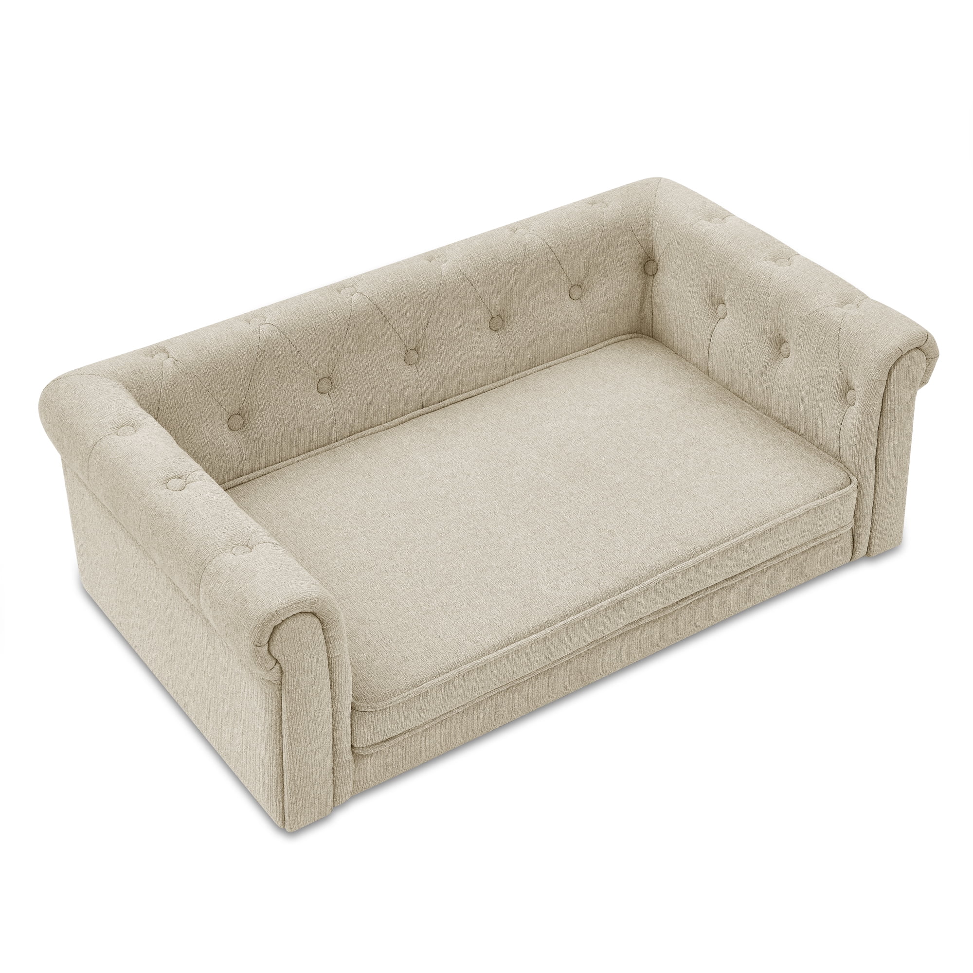 Noaman Elegant Rectangle Elevated Dog Sofa Bed for Small & Medium Dogs, 40"x23"x14", Durable Foam Pet Couch with 100lbs Capacity, Modern Beige Dog Bed