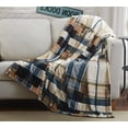 thumbnail image 6 of Tache Winter Cabin Blue Tan Farmhouse Super Soft Micro Fleece Tartan Plaid Plush Lightweight Dual-Sided Decorative Couch, Sofa, Travel, Lap, Bed Throw Blanket (63x90), 6 of 9