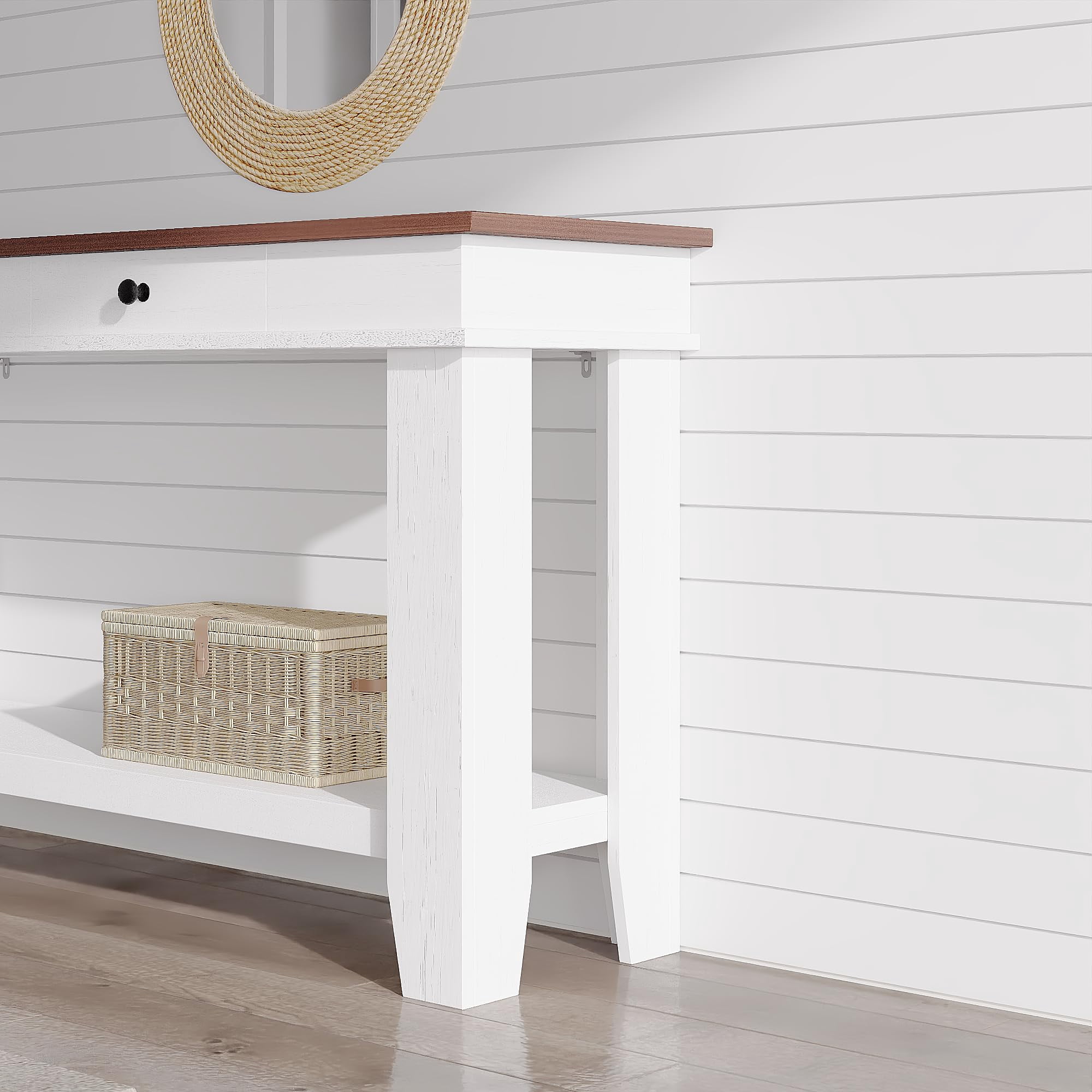 Roromall 54" Wood Console Table with 2 Drawers & Lower Shelf, Farmhouse Sofa Table for Entryway, Hallway, Living Room, Behind Couch
