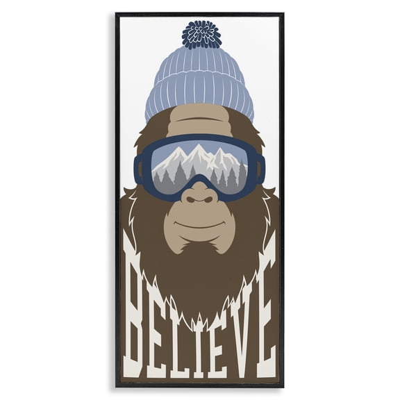 Believe Winter Bigfoot Black Framed Giclee Art, design by Marcus Prime