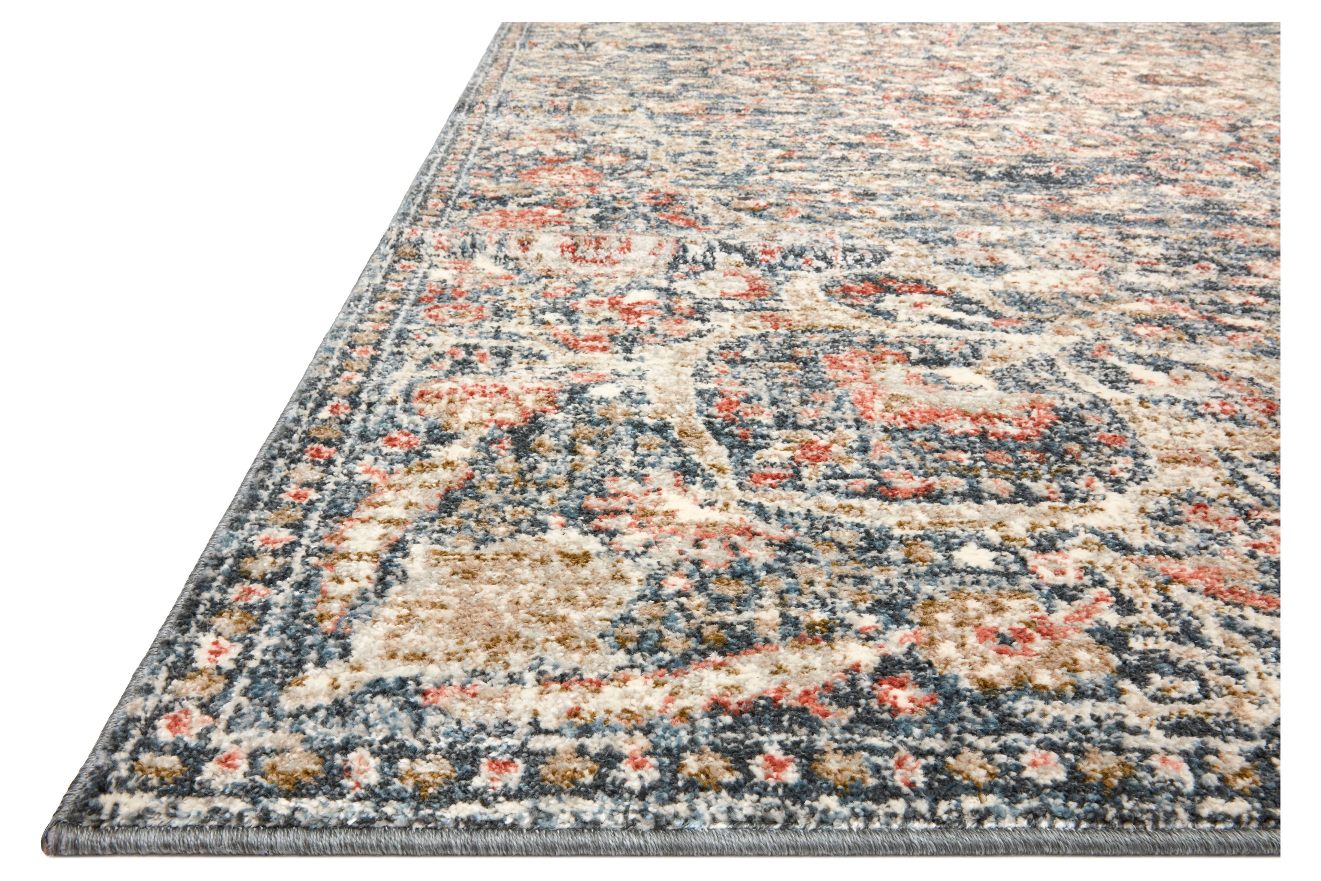 Loloi Saban SAB-02 Oriental Blue / Spice Area Rug 18" x 18" Sample