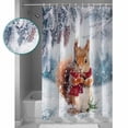 thumbnail image 4 of Christmas Squirrel, Waterproof Fabric Shower Curtain, Forest Snowflake Pine Tree Watercolor Shower Curtain for Bathroom Curtains Bathtubs Hotel Washable Shower Curtains with 12 Hooks Standard 66x72, 4 of 6