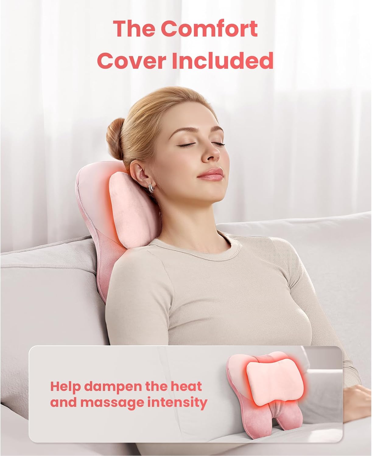 Bob and Brad 3D Shiatsu Kneading EZBack Massager with Heat Therapy, Deep Tissue Neck Massage Pillow for Neck Back Shoulder Pain Relief, FSA Eligible Ideal Gifts, Pink