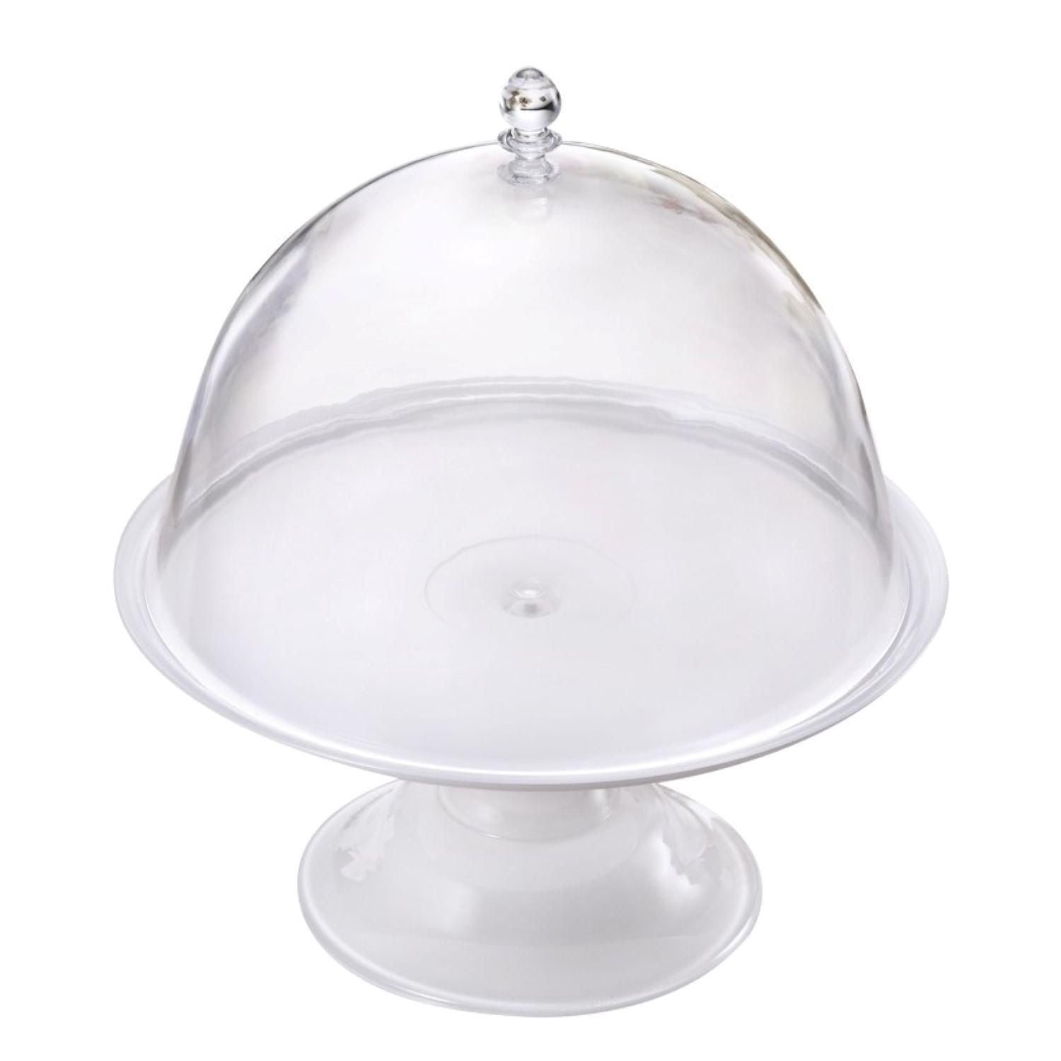 Acrylic White Pedestal Cake Stand and Clear Dome 26cm