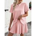 thumbnail image 6 of Women 2 Piece Skirt Set Summer Cruise Outfits Ribbed Loose Short Sleeve Matching Lounge Sets Pink M, 6 of 8